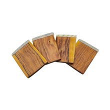 Mchoro Edge Olive Wood Bone Inlay Coaster Set