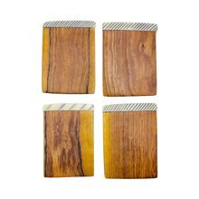 Mchoro Edge African Handmade Olive Wood Coaster Set