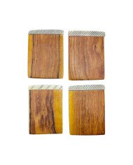 Mchoro Edge African Handmade Olive Wood Coaster Set