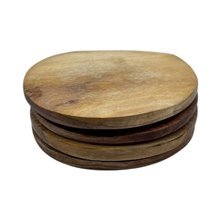 African Handmade Kivuli Round Olive Wood Coaster Set