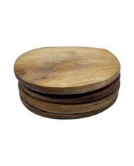 African Handmade Kivuli Round Olive Wood Coaster Set