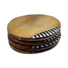 Handmade African Olive Wood Kivuli Round Coaster Set