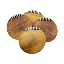 Kivuli Round Olive Wood Coaster Set
