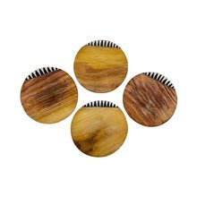 Kivuli Round African Batik Bone Olive Wood Coaster Set
