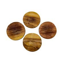 Handmade Kivuli Round African Batik Bone Olive Oil Coaster Set