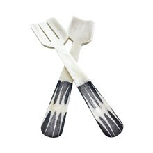 African Brushstroke Duo Carved Batik Bone Servers