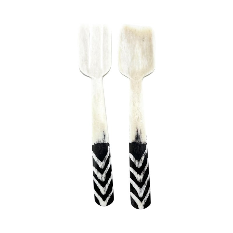 Arrowline Duo African Batik Bone Servers