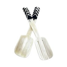 Handcarved African Batik Bone Arrowline Duo Servers