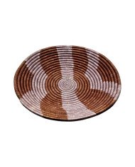 Handwoven Rwandan Sunset Stripes Sisal Basket