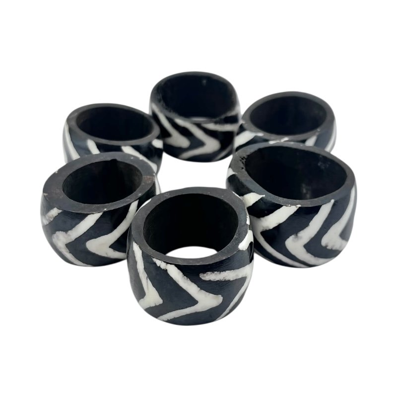 Mshale Handcarved Batik Bone Napkin Rings