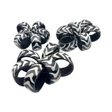 African Handcarved Bone Mshale Batik Print Napkin Rings