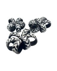 African Handcarved Bone Mshale Batik Print Napkin Rings