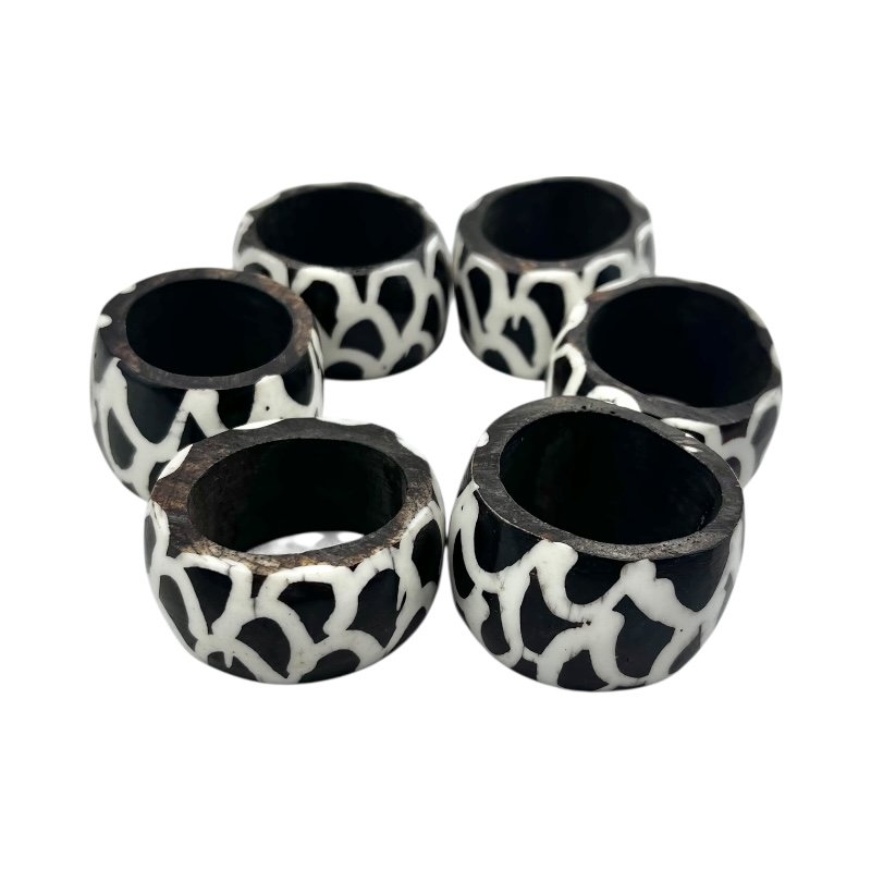 Mzani Batik Cow Bone African Napkin Rings