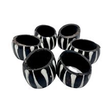 Handcarved African Msingi Stripe Batik Bone Napkin Rings