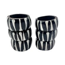 African Handmade Msingi Stripe Batik Bone Napkin Rings