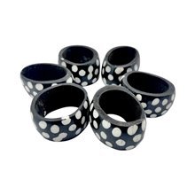 Handcarved Furaha Dot Batik Bone Napkin Rings