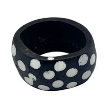 Handcarved Furaha Dot Batik Bone Napkin Rings