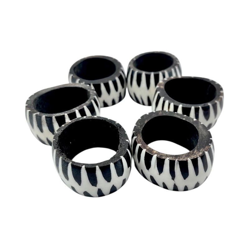 Handmade African Kupinga Batik Cow Bone Napkin Rings