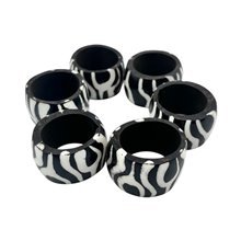 Handcarved African Mzani Batik Bone Napkin Rings