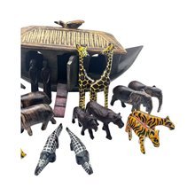 Kenyan Carved Noah's Ark Giraffe Elephant Lion