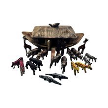 African Handmade Decor Carved Jacaranda Noah's Ark Animals