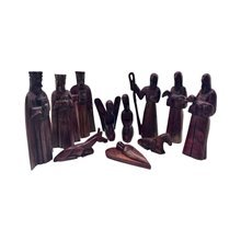 African Handmade Jacaranda Wood 11-Piece Nativity Set