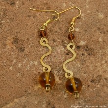 Brass Swirl Color Bead Earrings 695-3-81