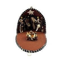 Kente Clamshell African Banana Fiber Nativity