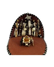 African Masai Shuka Buffalo Clamshell Banana Fiber Nativity
