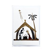 Handmade African Banana Fiber Kitenge Nativity Card