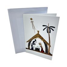 Handmade African Banana Fiber Kitenge Nativity Card