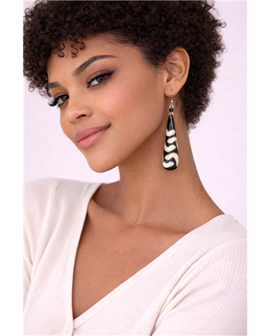 Hatua Handmade African Batik Bone Earrings