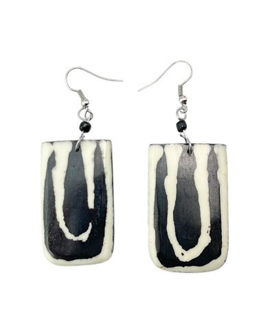 African Mud Cloth Handmade Cow Bone Earrings