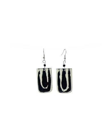 African Mud Cloth Cow Bone Handcrafted Earrings