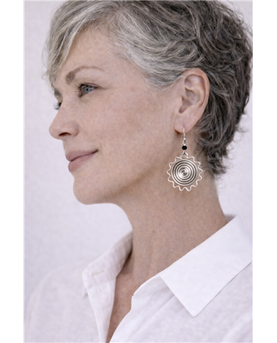 Jua Handmade Silver Sun African Earrings