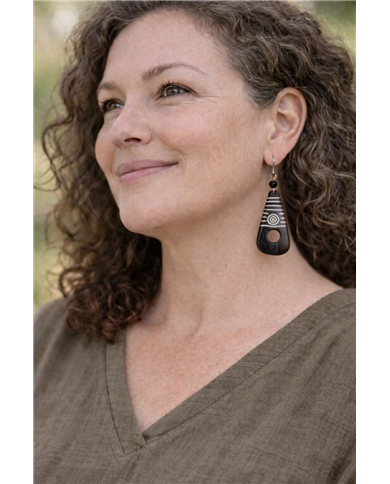 Handmade Kahawa African Batik Bone Earrings