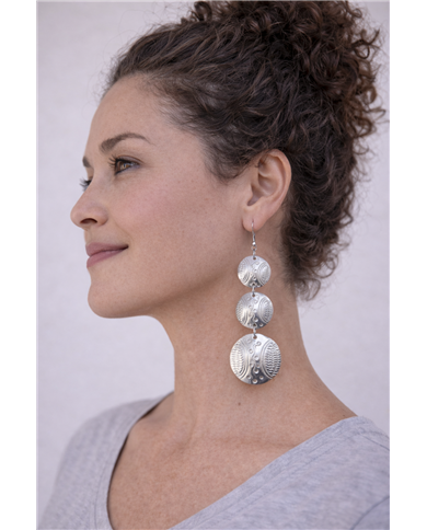 African Handmade Kimulimuli Tiered Aluminum Disk Earrings