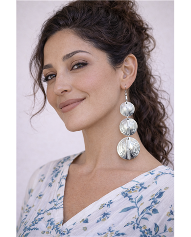 African Handmade Aluminum Kipepeo Tiered Disk Earrings