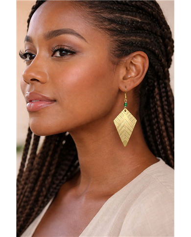 Handstamped Kite Brass African Earrings