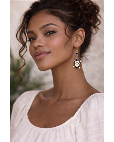 African Handmade Kobe Bone Turtle Earrings