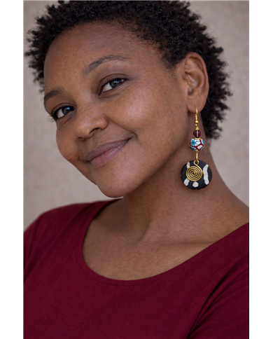 African Handmade Krobo Nguvu Batik Bone Earrings