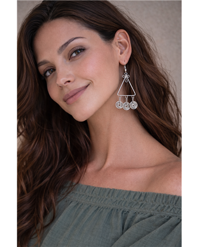 Kucheza African Handmade Silver Wire Triangle Earrings