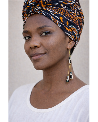 African Handmade Kusini Batik Print Bone Statement Earrings