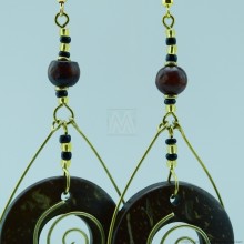 Copper and Wood Bead Earring 131-26