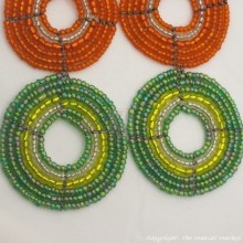 Large  Maasai Bead Earrings Orange/Green